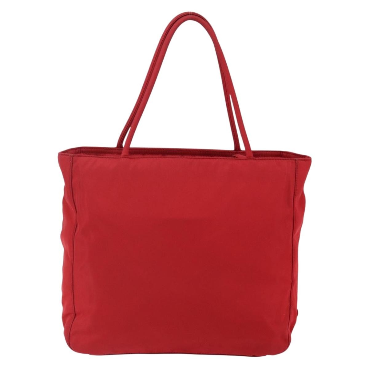 Prada Vintage Tote Tessuto Red Nylon Tote Bag Bag (Pre-Owned)