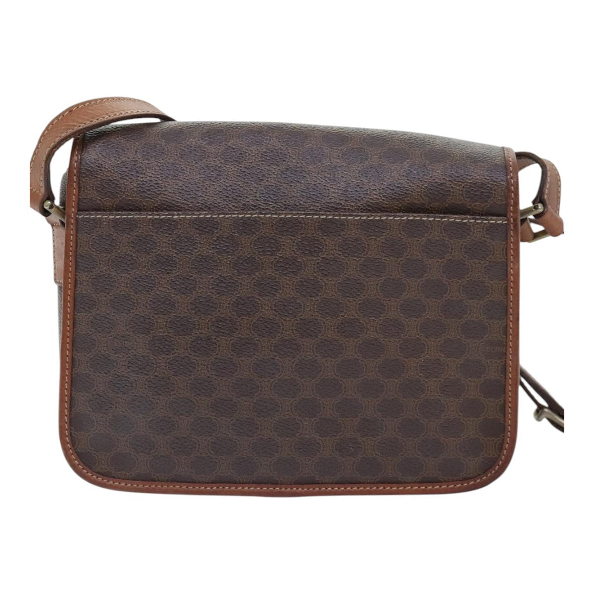 Celine Vintage Macadam Circle Logo Shoulder Bag Canvas And Leather Brown Canvas Shoulder Bag Bag (Pre-Owned)