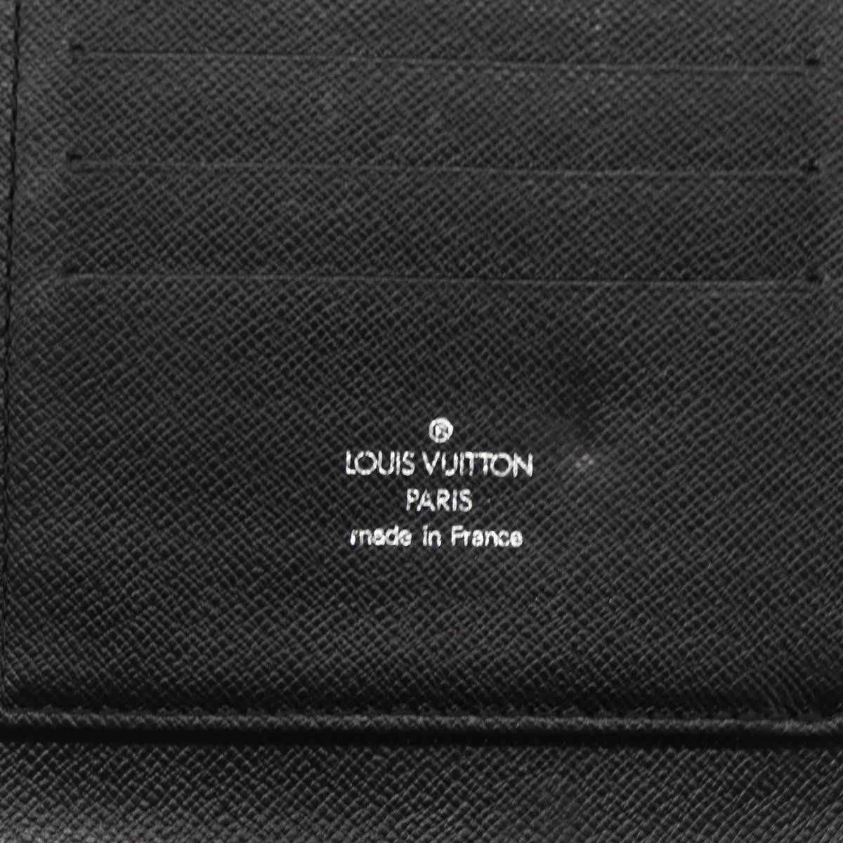 Louis Vuitton Atoll Organizer Wallet Taiga Leather Black Leather Clutche & Pouche Bag (Pre-Owned)