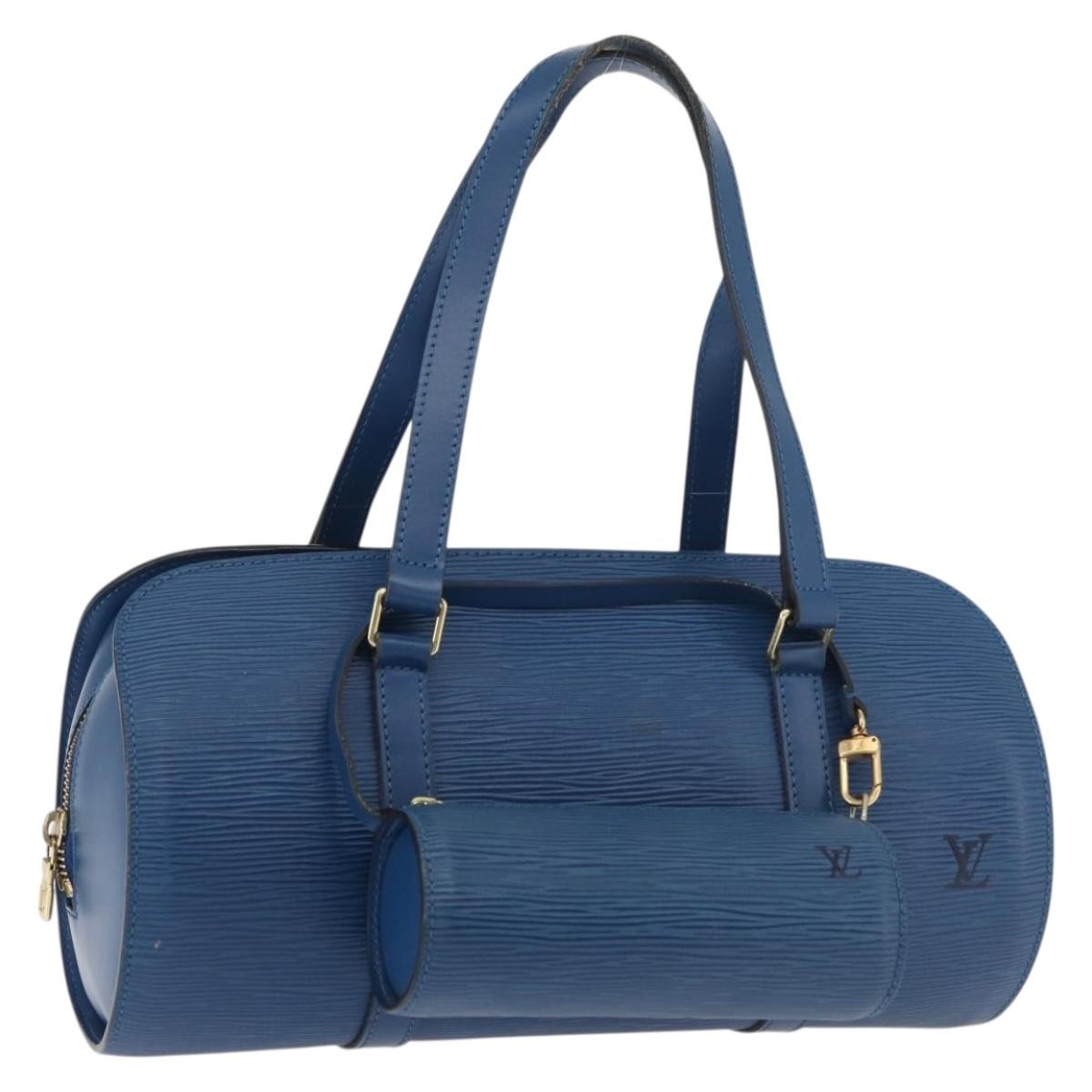Louis Vuitton Soufflot Handbag Epi Leather Blue Leather Handbag (Pre-Owned)