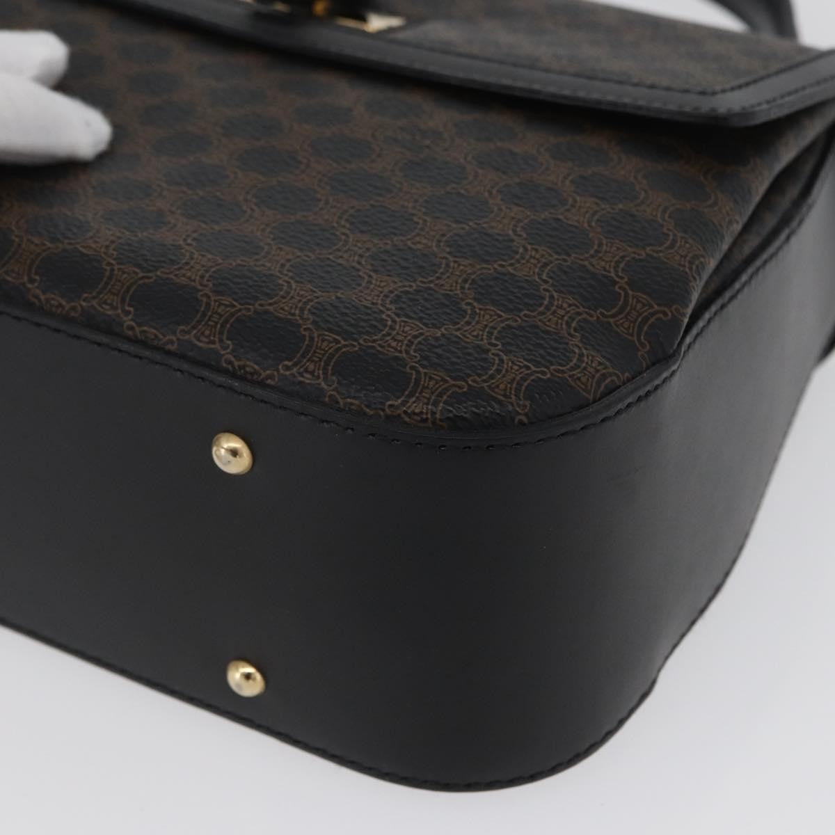 Celine Vintage Convertible Top Handle Bag Macadam Coated Canvas Black Canvas Handbag (Pre-Owned)