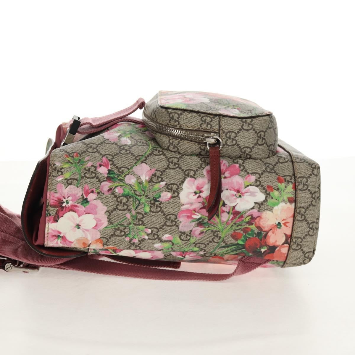Gucci Buckle Backpack Blooms Print Gg Coated Canvas Beige Canvas Backpack Bag (Pre-Owned)