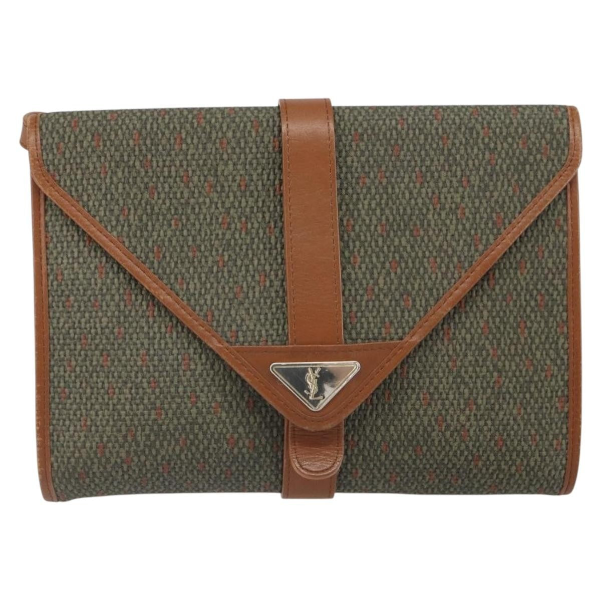 Saint Laurent Vintage Shoulder Bag Canvas Green Pvc Shoulder Bag Bag (Pre-Owned)