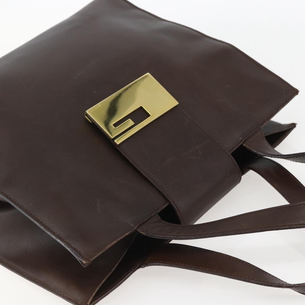 Gucci Vintage Handbag Leather Brown Leather Handbag (Pre-Owned)