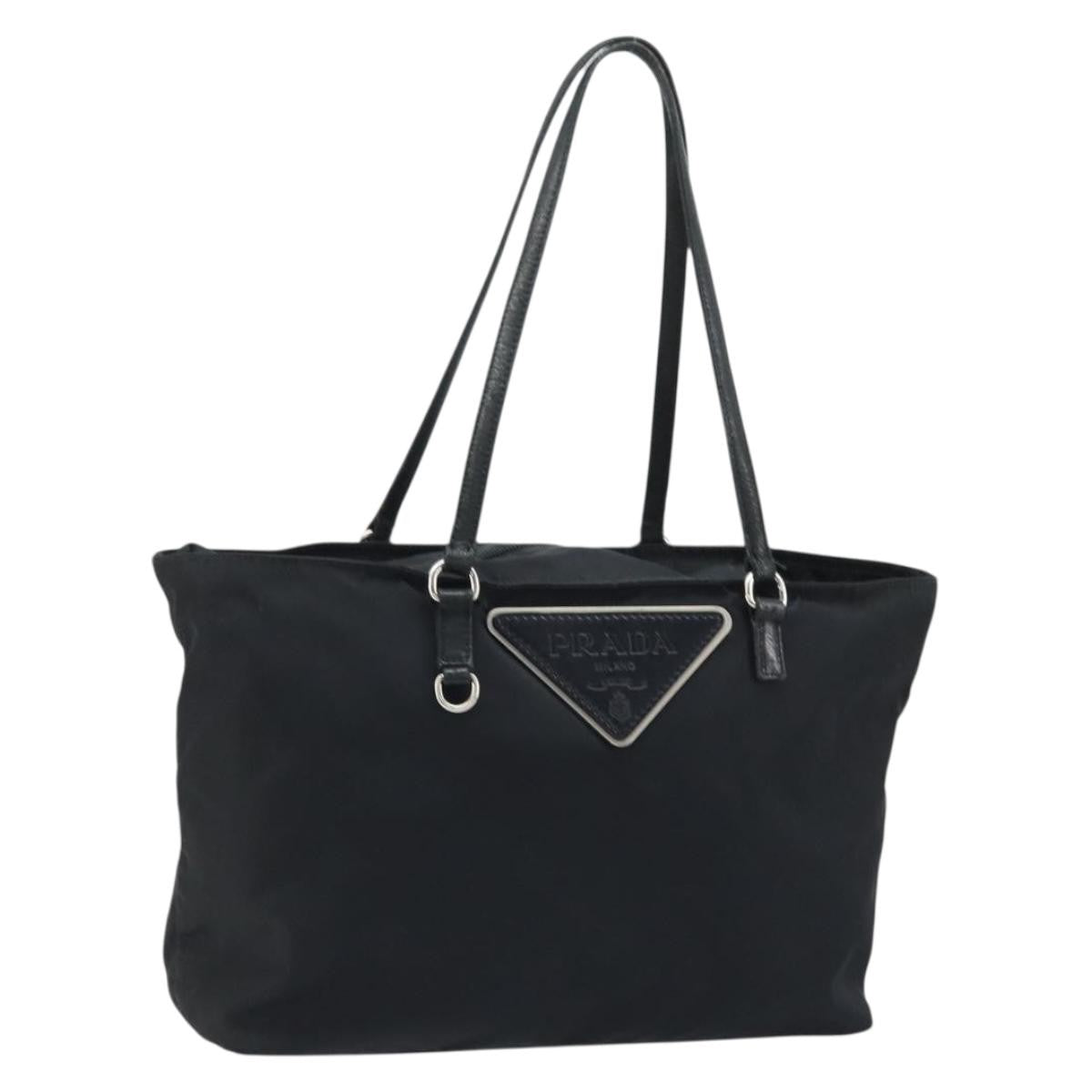 Prada Vintage Zip Tote Tessuto Black Nylon Tote Bag Bag (Pre-Owned)