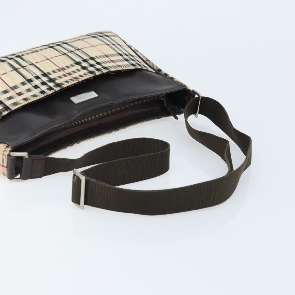Burberry Nova Check Shoulder Bag Canvas And Leather Beige Canvas Shoulder Bag Bag (Pre-Owned)
