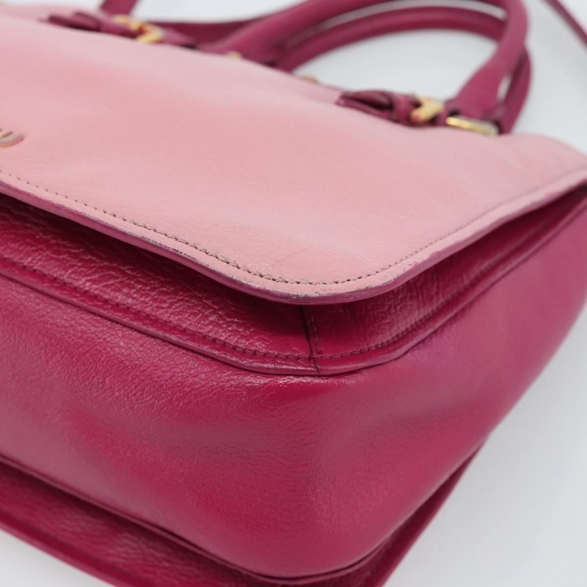 Miu Miu Madras Convertible Lock Tote Leather Pink Leather Handbag (Pre-Owned)