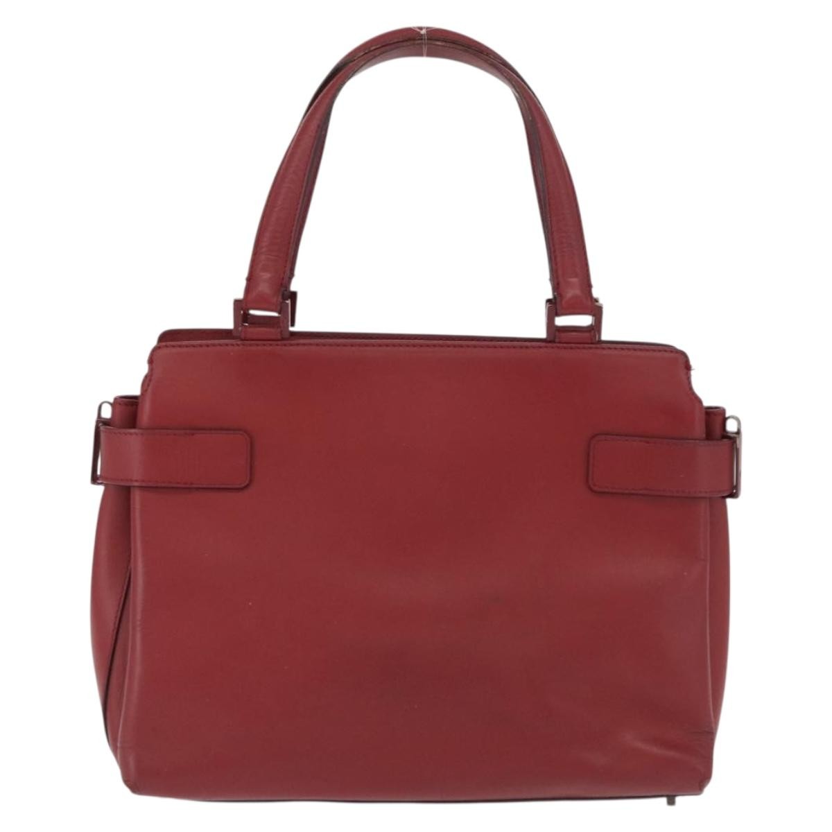 Salvatore Ferragamo Double Gancini Side Buckle Tote Leather Red Leather Handbag (Pre-Owned)