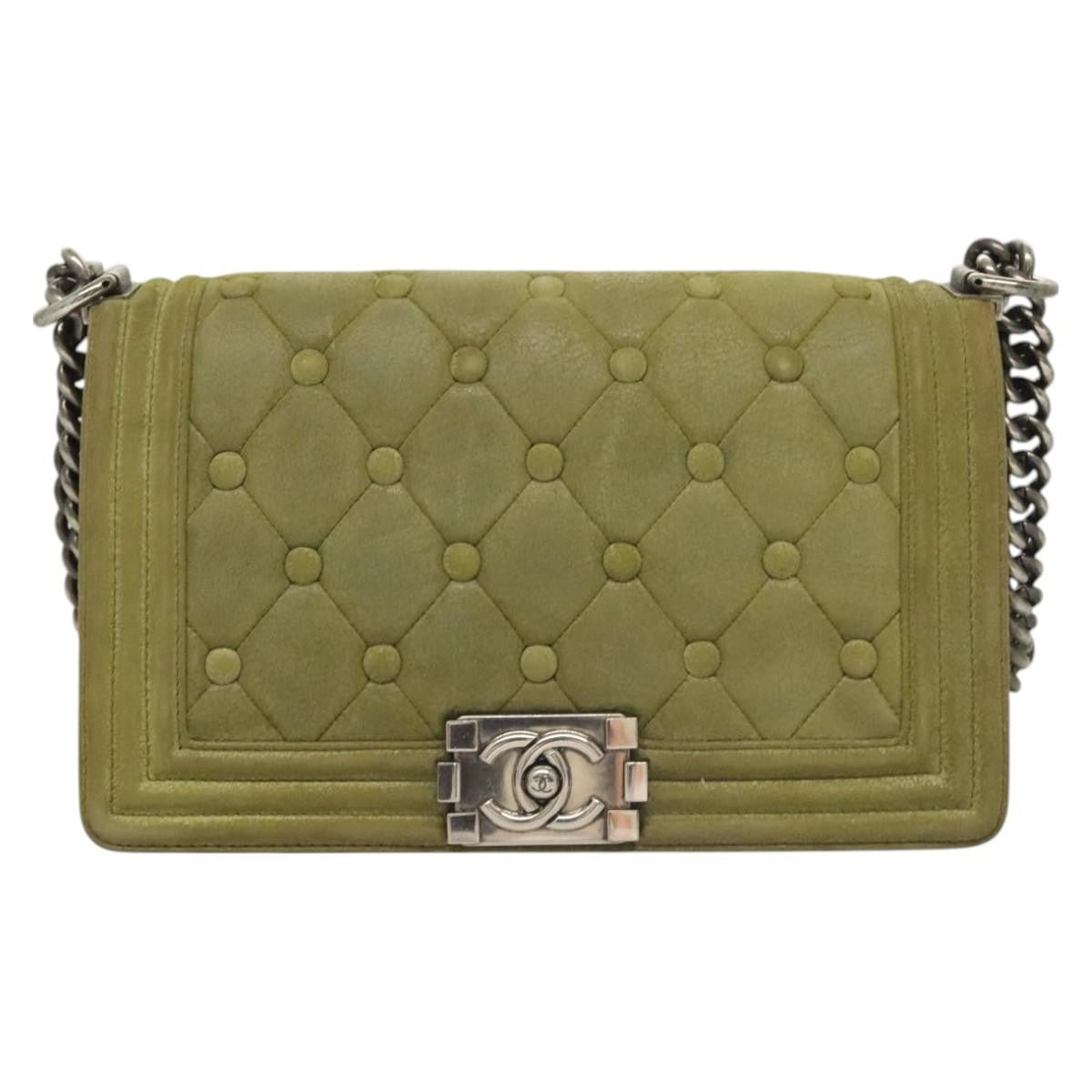 Chanel Celtic Boy Flap Bag Suede Green Suede Shoulder Bag Bag (Pre-Owned)