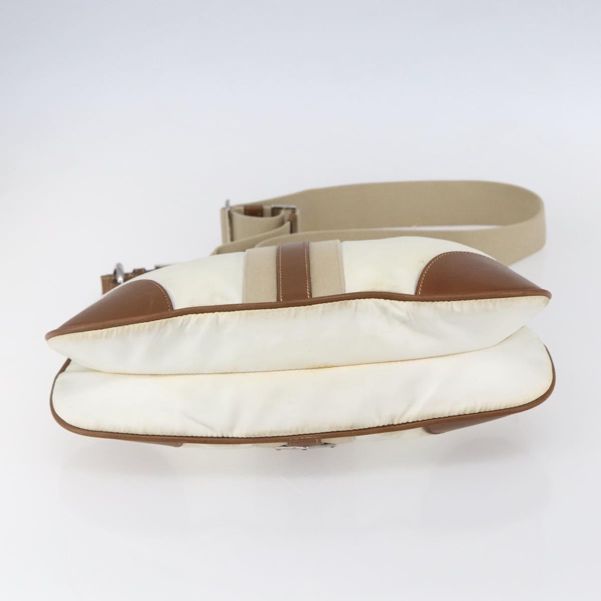 Prada Vintage Shoulder Bag Nylon And Leather Beige Nylon Shoulder Bag Bag (Pre-Owned)