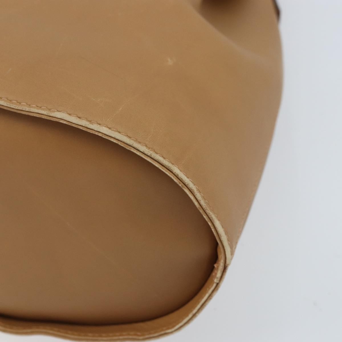 Salvatore Ferragamo Gancini Shoulder Bag Leather Beige Leather Shoulder Bag Bag (Pre-Owned)