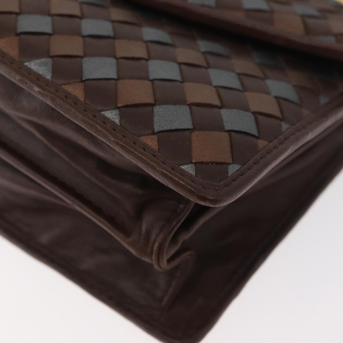 Bottega Veneta Intrecciato Handbag Leather Brown Leather Handbag (Pre-Owned)