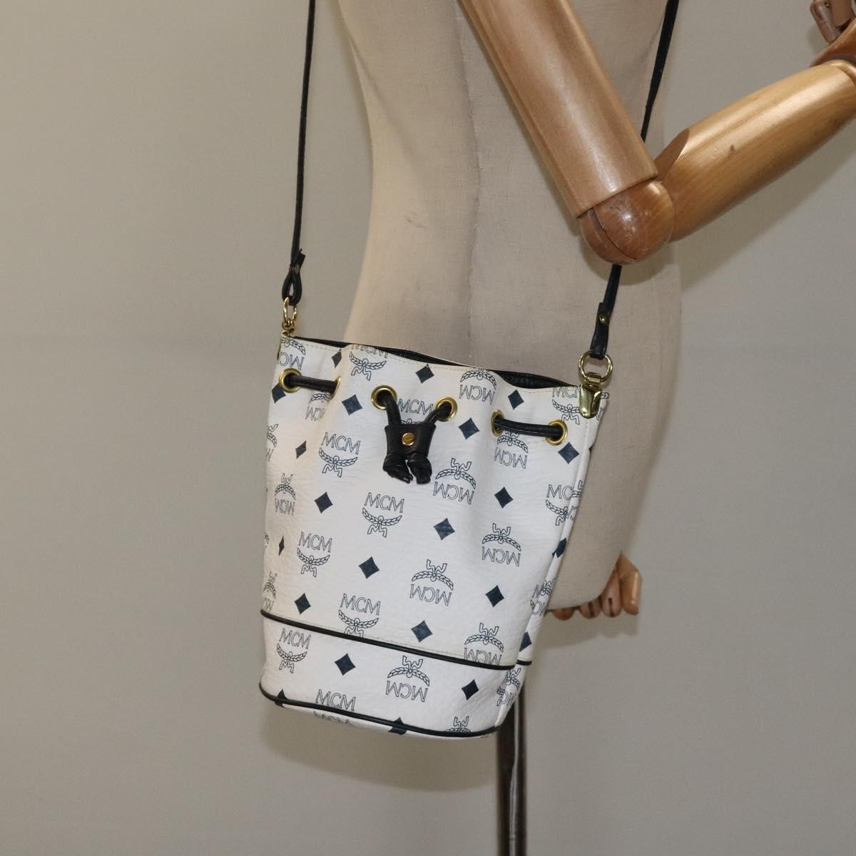 MCM Visetos Shoulder Bag Pvc White Pvc Shoulder Bag Bag (Pre-Owned)