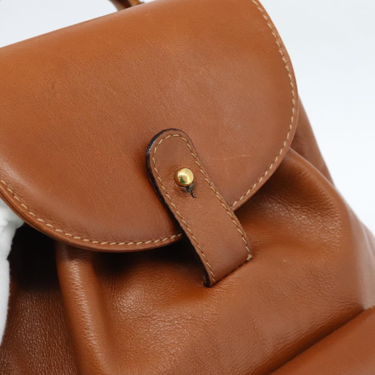 Gucci Vintage Bamboo Backpack Leather Brown Leather Backpack Bag (Pre-Owned)