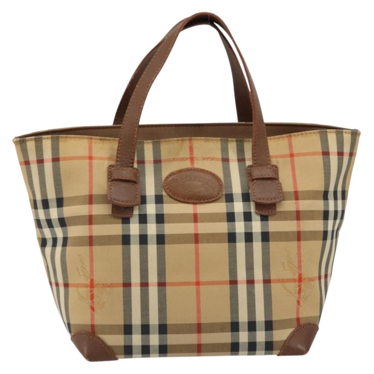 Burberry Nova Check Tote Canvas Check Pattern Beige Canvas Tote Bag Bag (Pre-Owned)