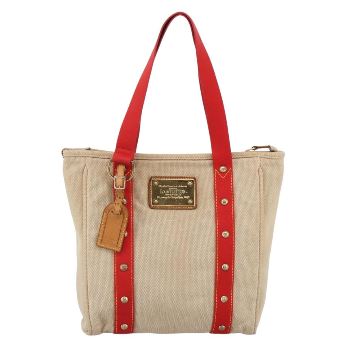 Louis Vuitton Antigua Tote Canvas Beige Canvas Tote Bag Bag (Pre-Owned)