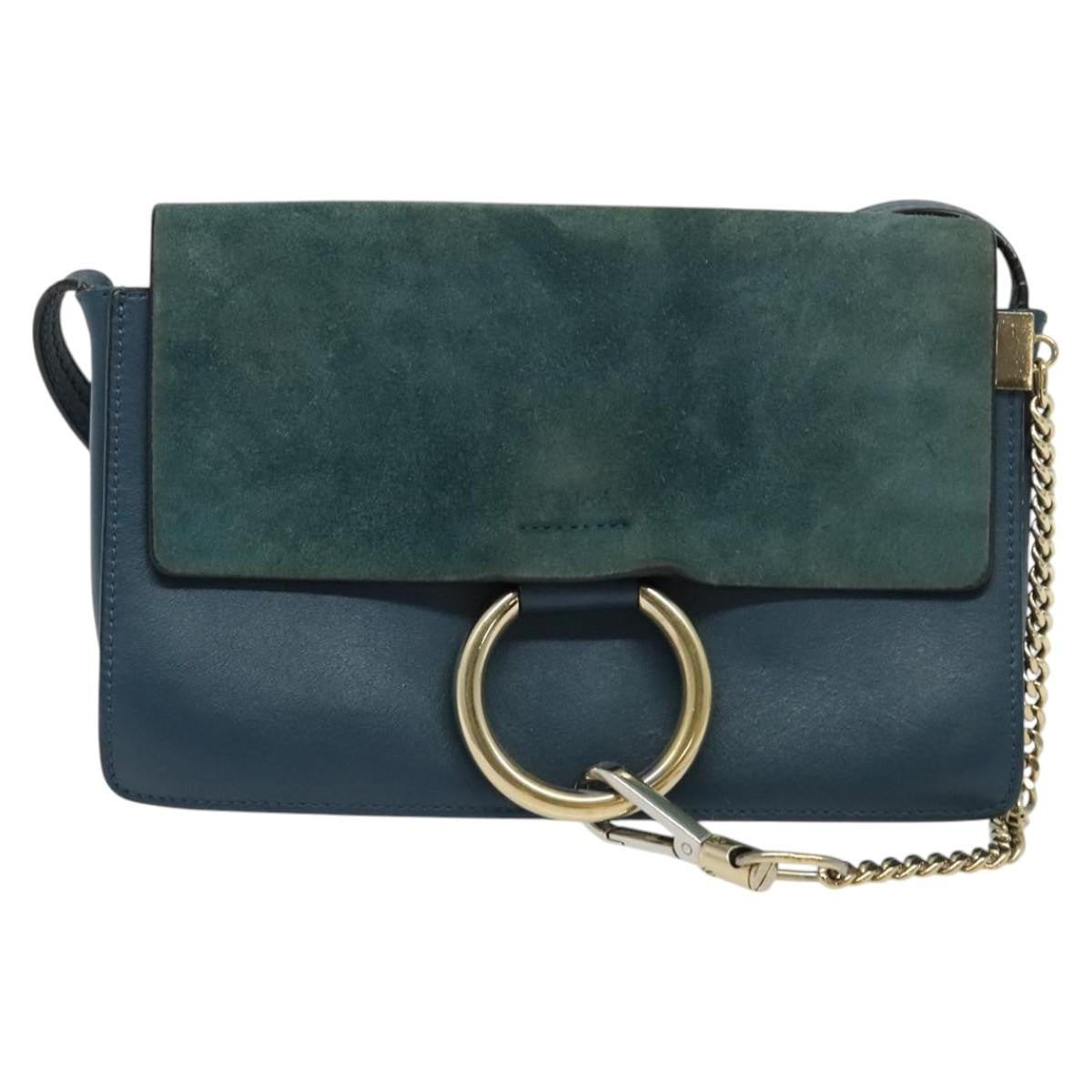 Chloe Faye Crossbody Leather And Suede Blue Suede Handbag (Pre-Owned)