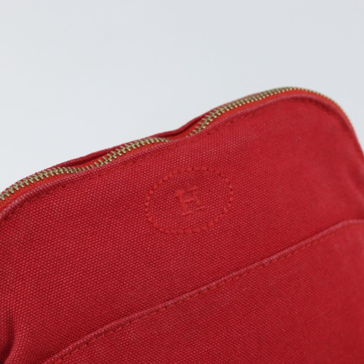 Hermes Bolide Travel Pouch Canvas Red Canvas Clutche & Pouche Bag (Pre-Owned)