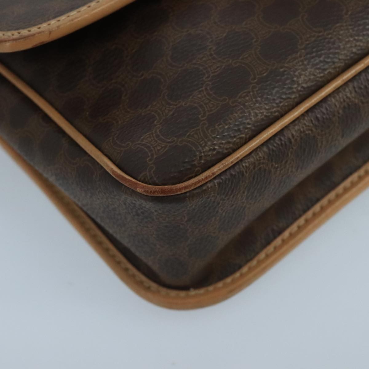 Celine Vintage Macadam Circle Logo Shoulder Bag Canvas And Leather Brown Canvas Shoulder Bag Bag (Pre-Owned)