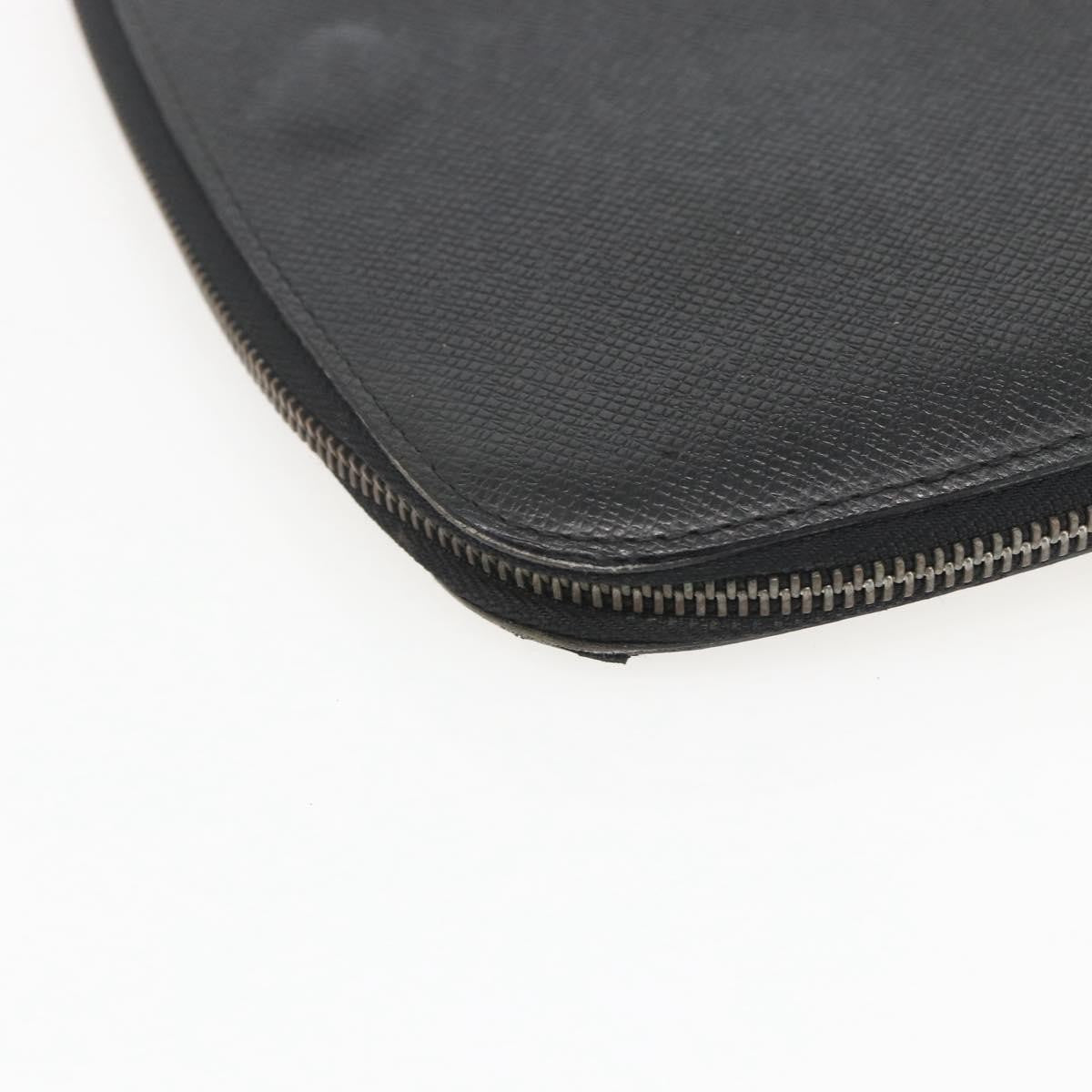 Louis Vuitton Atoll Organizer Wallet Taiga Leather Black Leather Clutche & Pouche Bag (Pre-Owned)