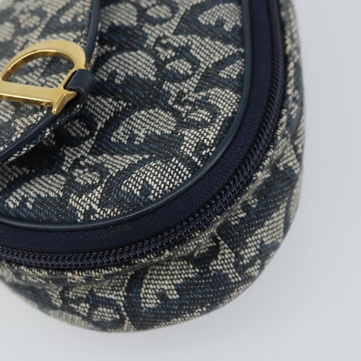 Christian Dior Vintage Saddle Coin Purse Diorissimo Canvas Navy Canvas Clutche & Pouche Bag (Pre-Owned)
