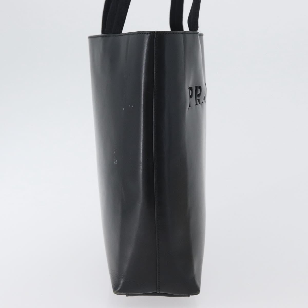 Prada Vintage Tote Leather Black Leather Tote Bag Bag (Pre-Owned)