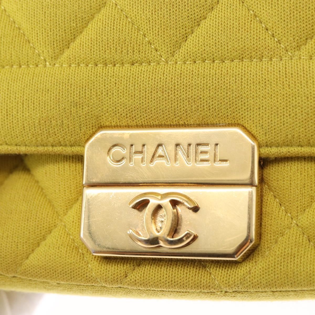Chanel Chic With Me Flap Bag Quilted Jersey Yellow Cotton Shoulder Bag Bag (Pre-Owned)