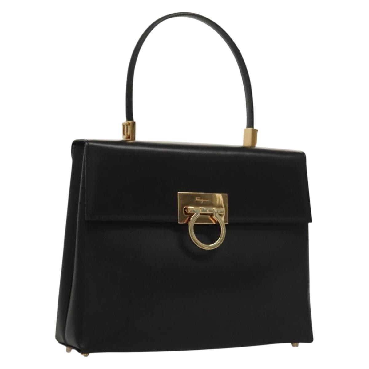 Salvatore Ferragamo Convertible Vara Bow Tote Leather Black Leather Bag (Pre-Owned)