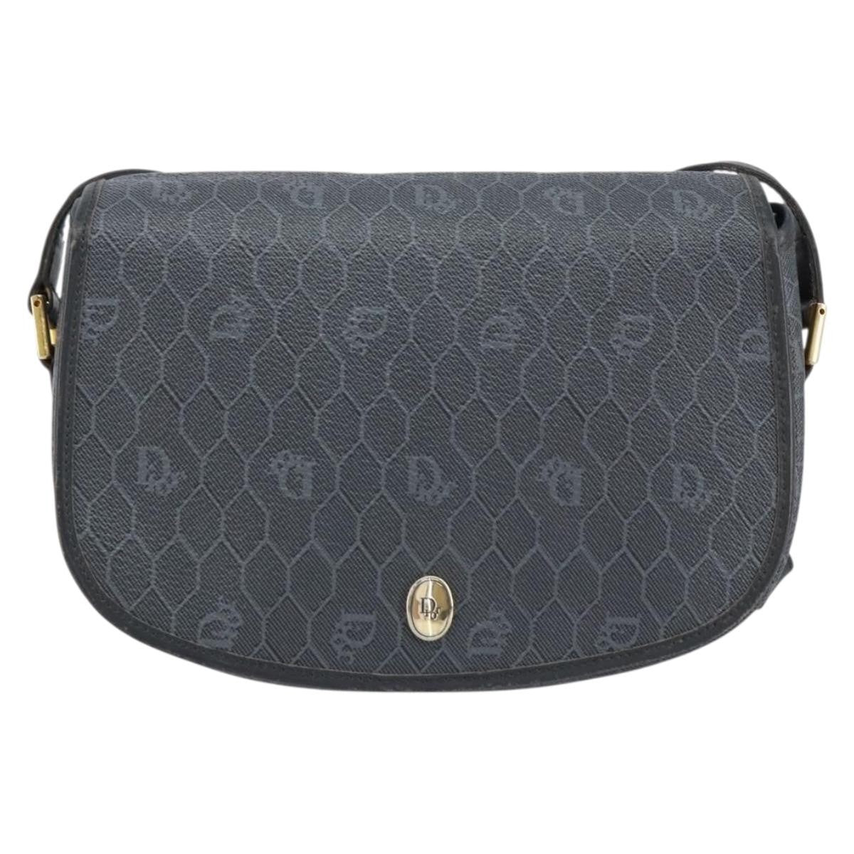 Christian Dior Vintage Honeycomb Shoulder Bag Canvas Black Canvas Shoulder Bag Bag (Pre-Owned)