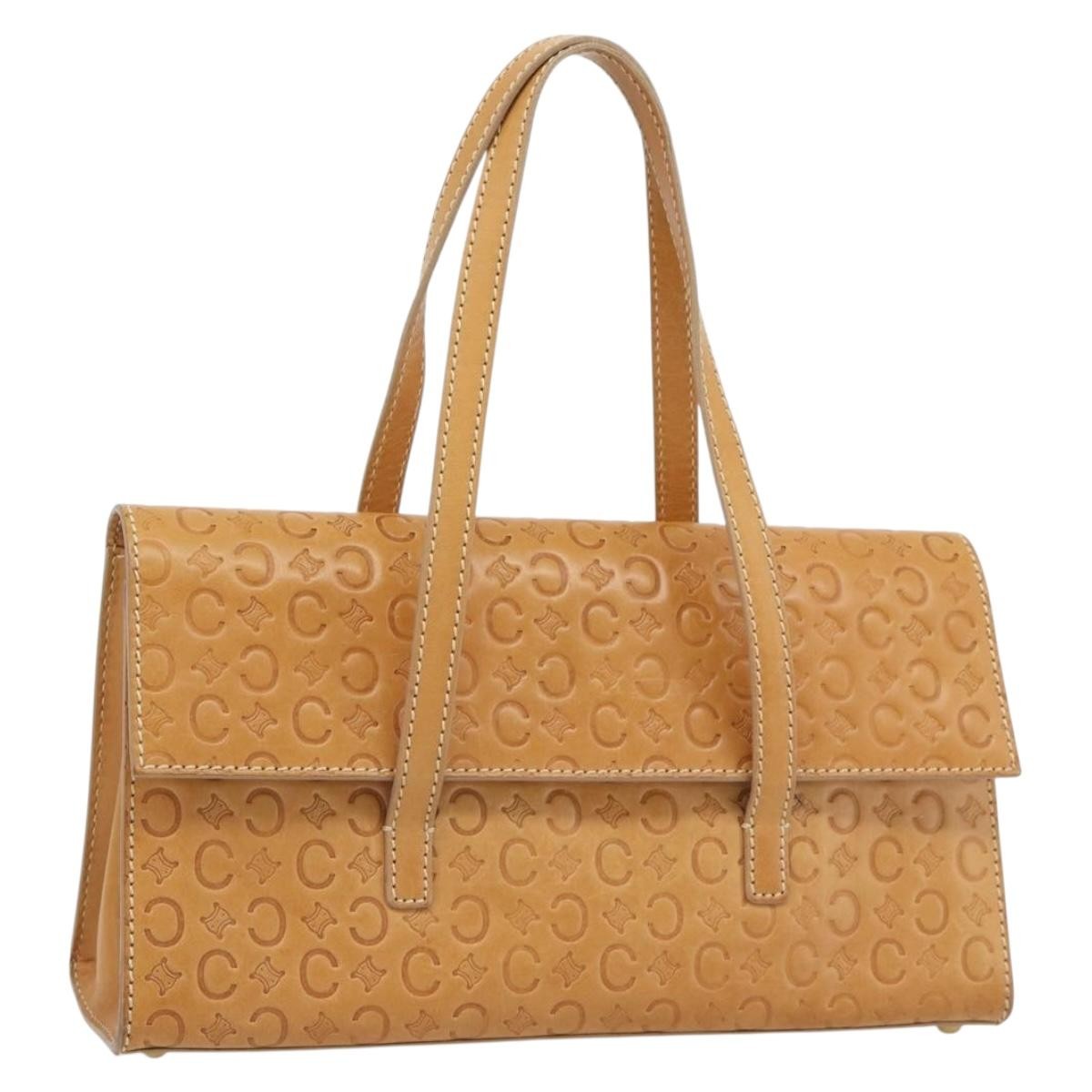 Celine C Macadam Handbag Canvas Beige Canvas Handbag (Pre-Owned)