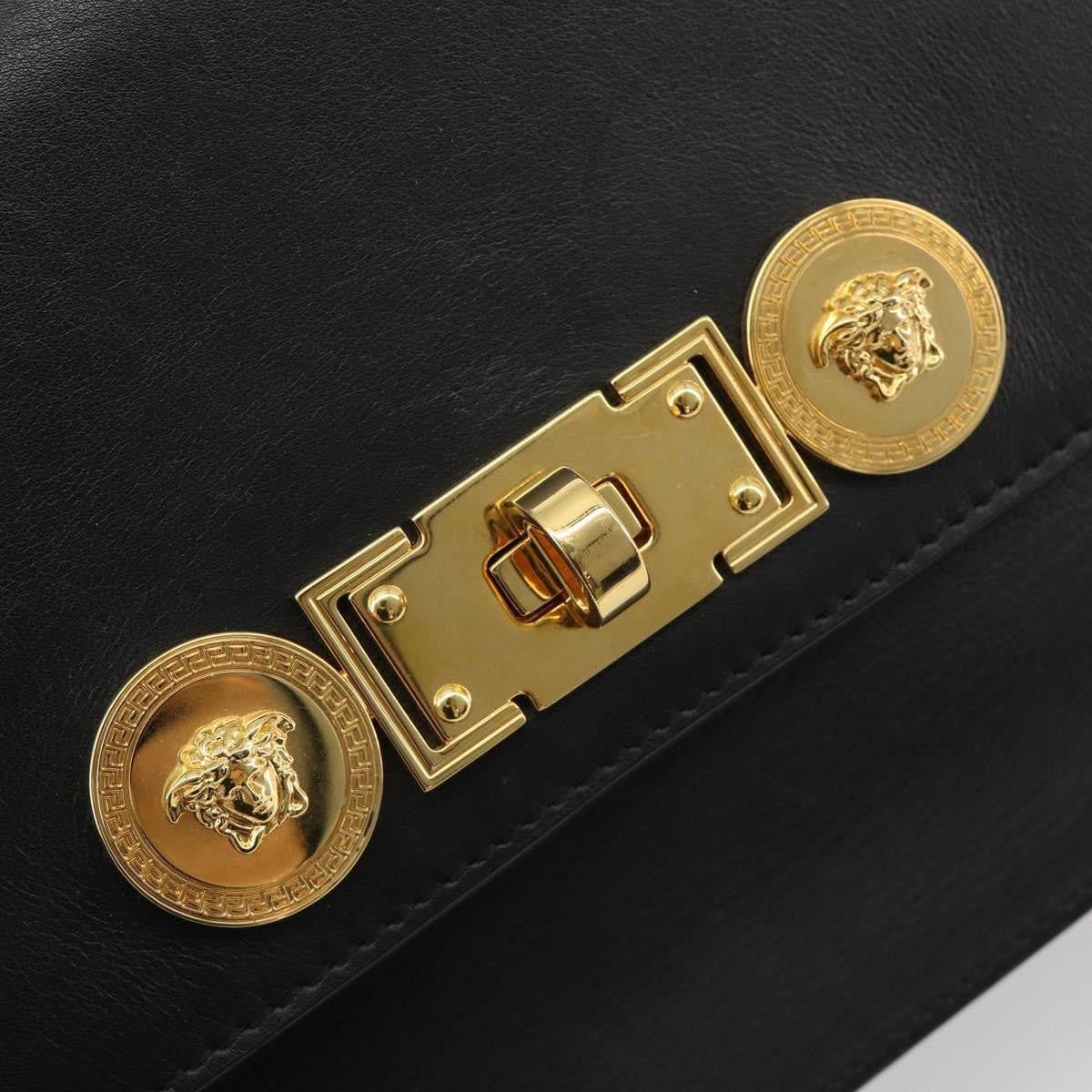 Versace Medusa Flap Chain Bag Leather Black Leather Shoulder Bag Bag (Pre-Owned)