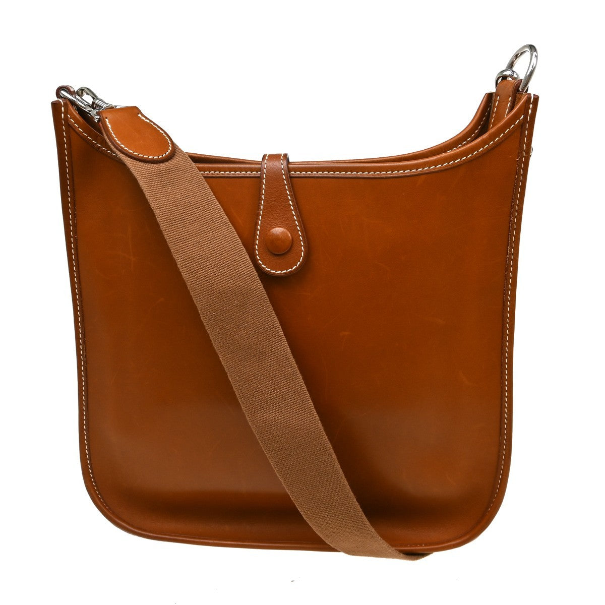 Hermes Evelyne Bag Gen Iii Clemence Brown Leather Handbag (Pre-Owned)