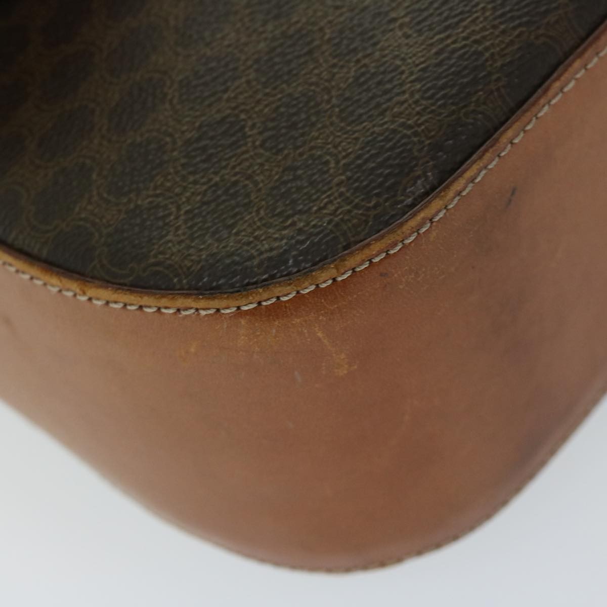 Celine Vintage Macadam Shoulder Bag Canvas And Leather Brown Canvas Shoulder Bag Bag (Pre-Owned)