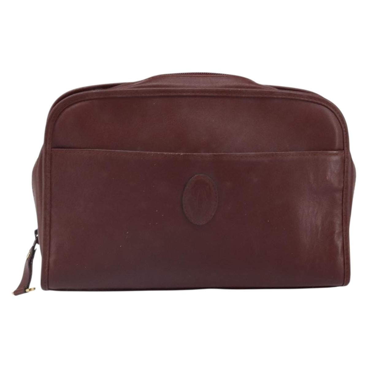 Cartier Must De Cartier Clutch Bag Leather Burgundy Leather Clutche & Pouche Bag (Pre-Owned)