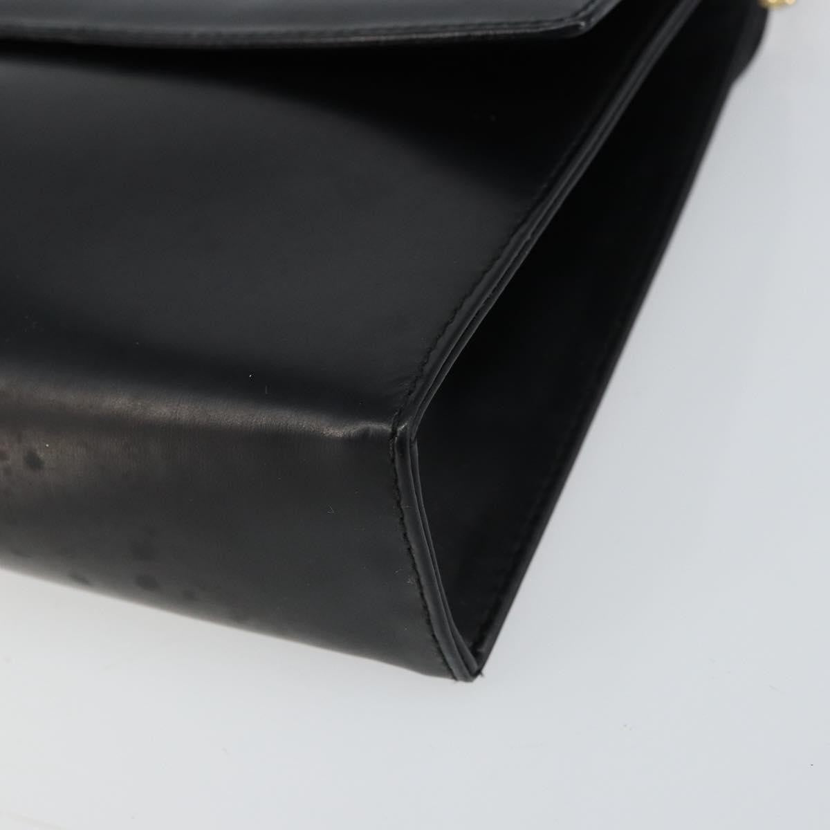 Salvatore Ferragamo Gancini Chain Shoulder Bag Leather Black Leather Shoulder Bag Bag (Pre-Owned)