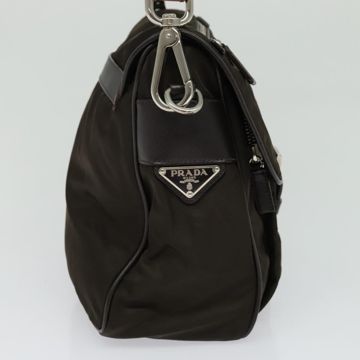 Prada Vintage Flap Shoulder Bag Nylon Khaki Nylon Shoulder Bag Bag (Pre-Owned)