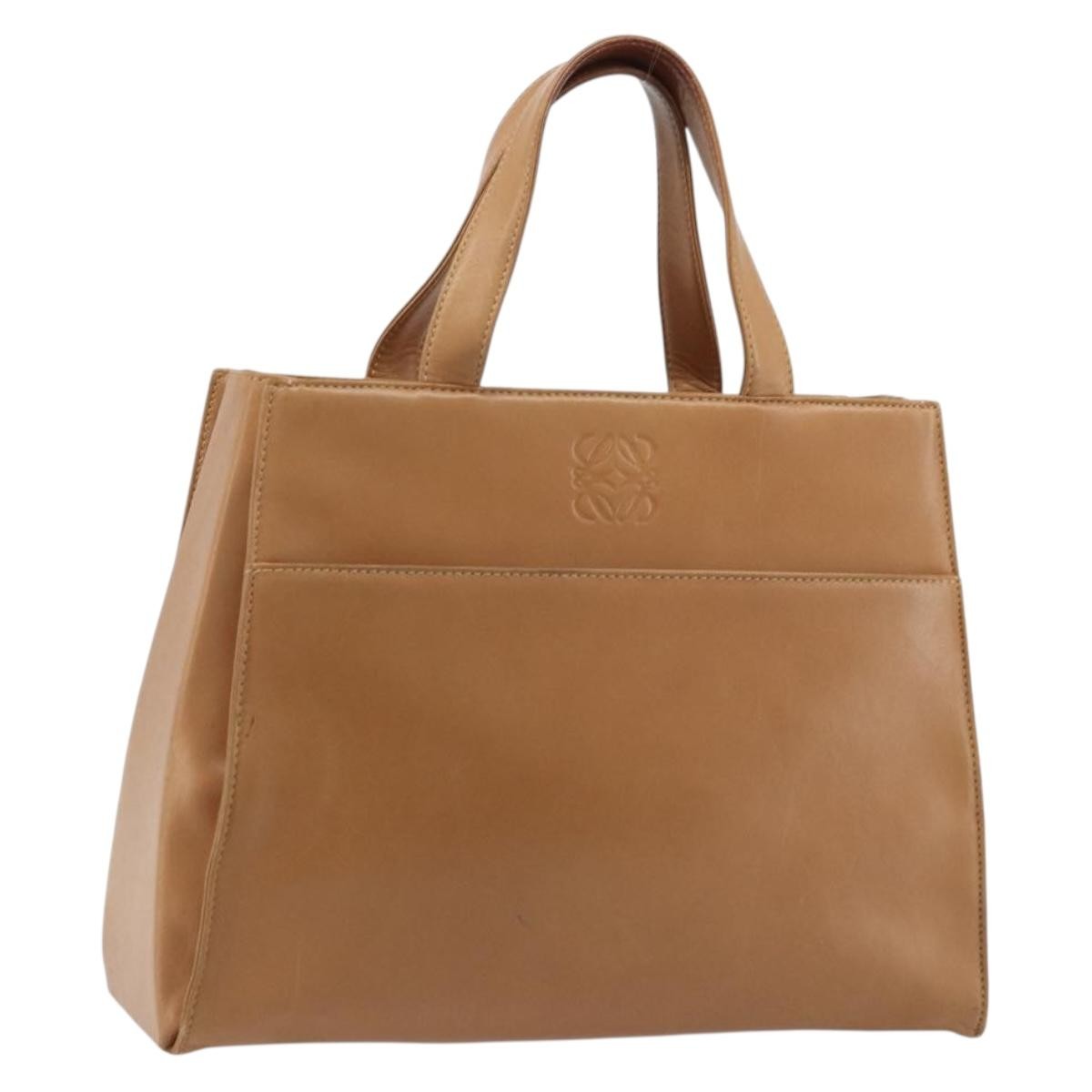 Loewe Anagram Handbag Leather Brown Leather Handbag (Pre-Owned)