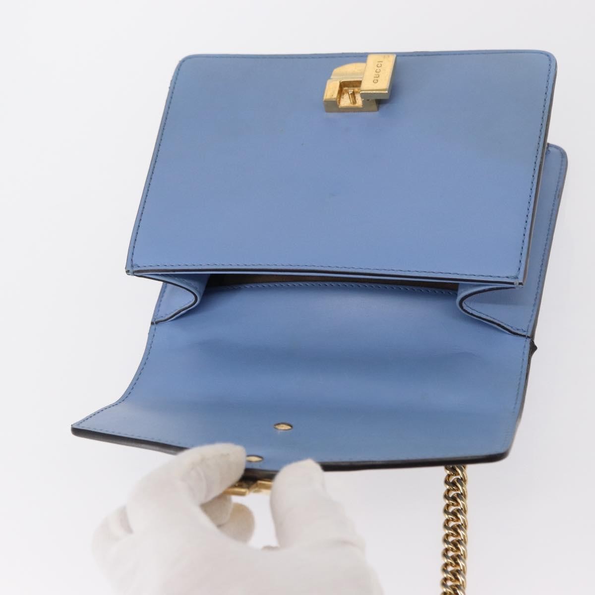 Gucci Sylvie Chain Shoulder Bag Leather Blue Leather Shoulder Bag Bag (Pre-Owned)