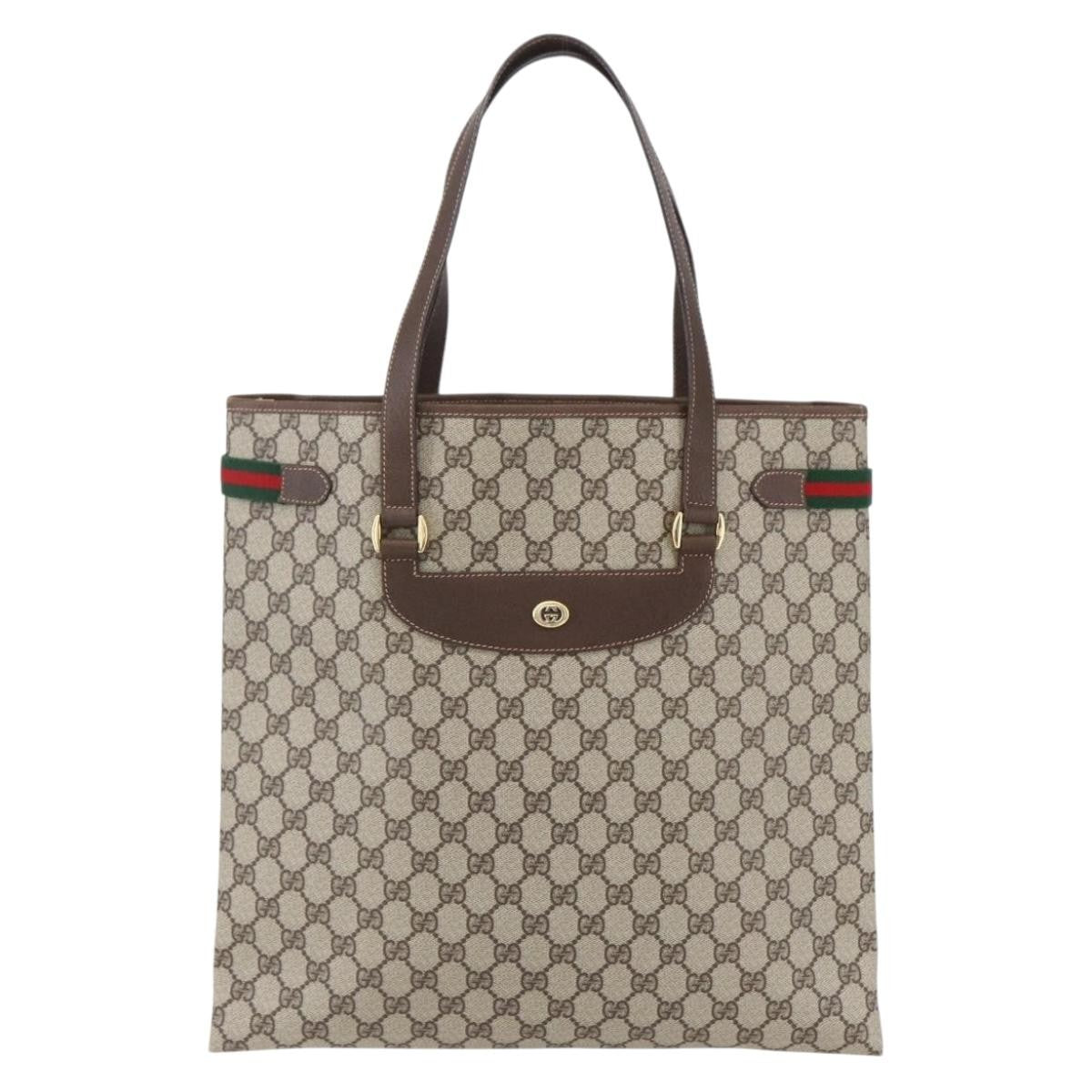 Gucci Vintage Tote Gg Canvas Beige Pvc Tote Bag Bag (Pre-Owned)