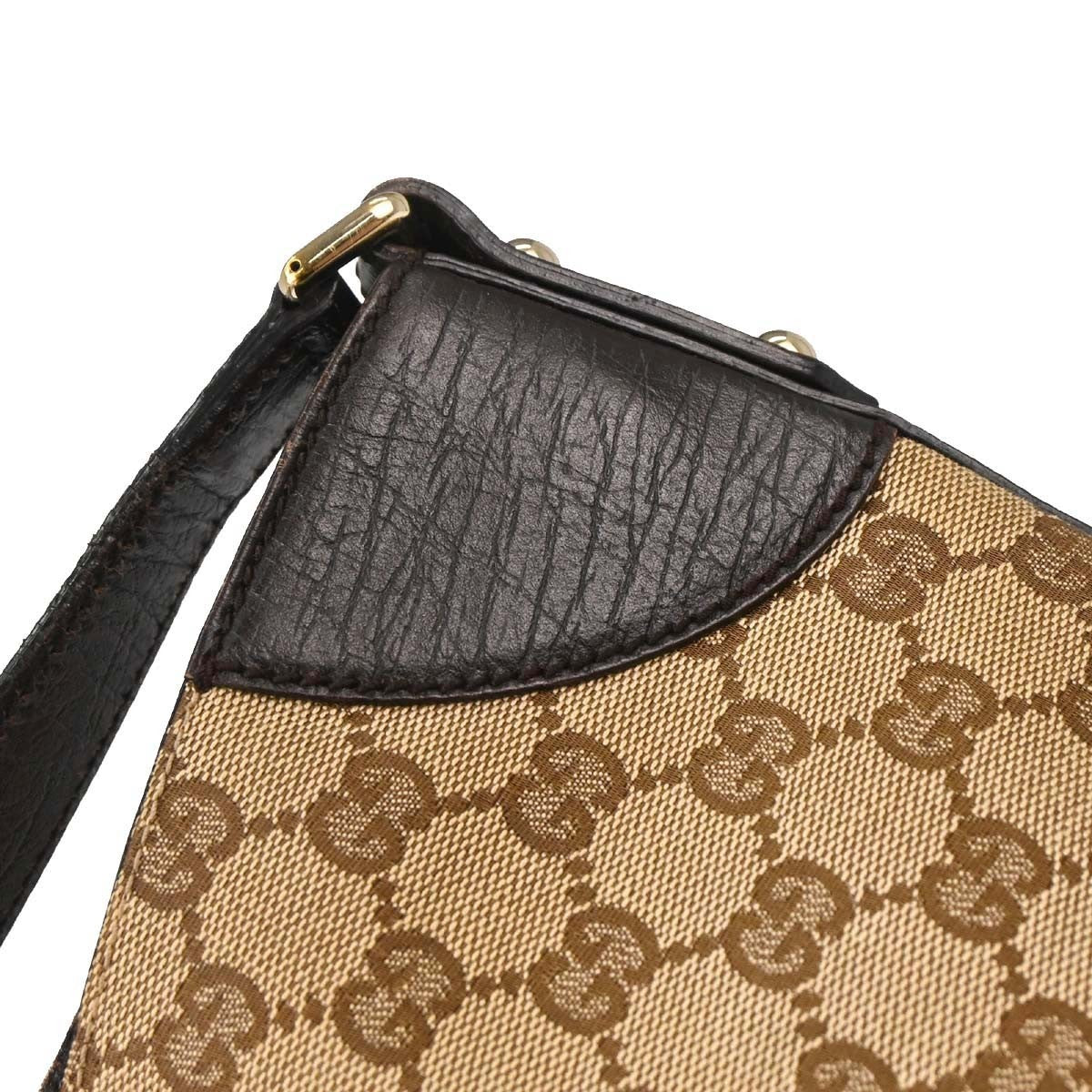 Gucci Vintage Horsebit Shoulder Bag Canvas Brown Canvas Shoulder Bag Bag (Pre-Owned)