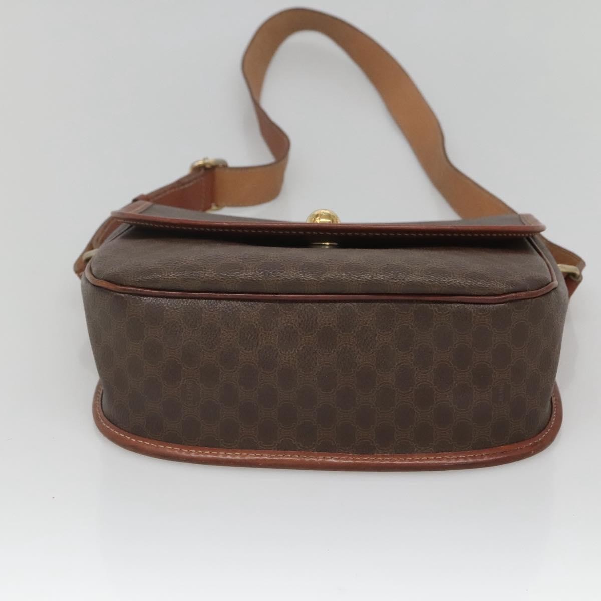 Celine Vintage Macadam Shoulder Bag Canvas And Leather Brown Canvas Shoulder Bag Bag (Pre-Owned)