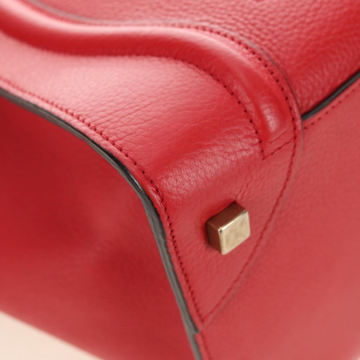 Celine Luggage Bag Grainy Leather Red Leather Handbag (Pre-Owned)