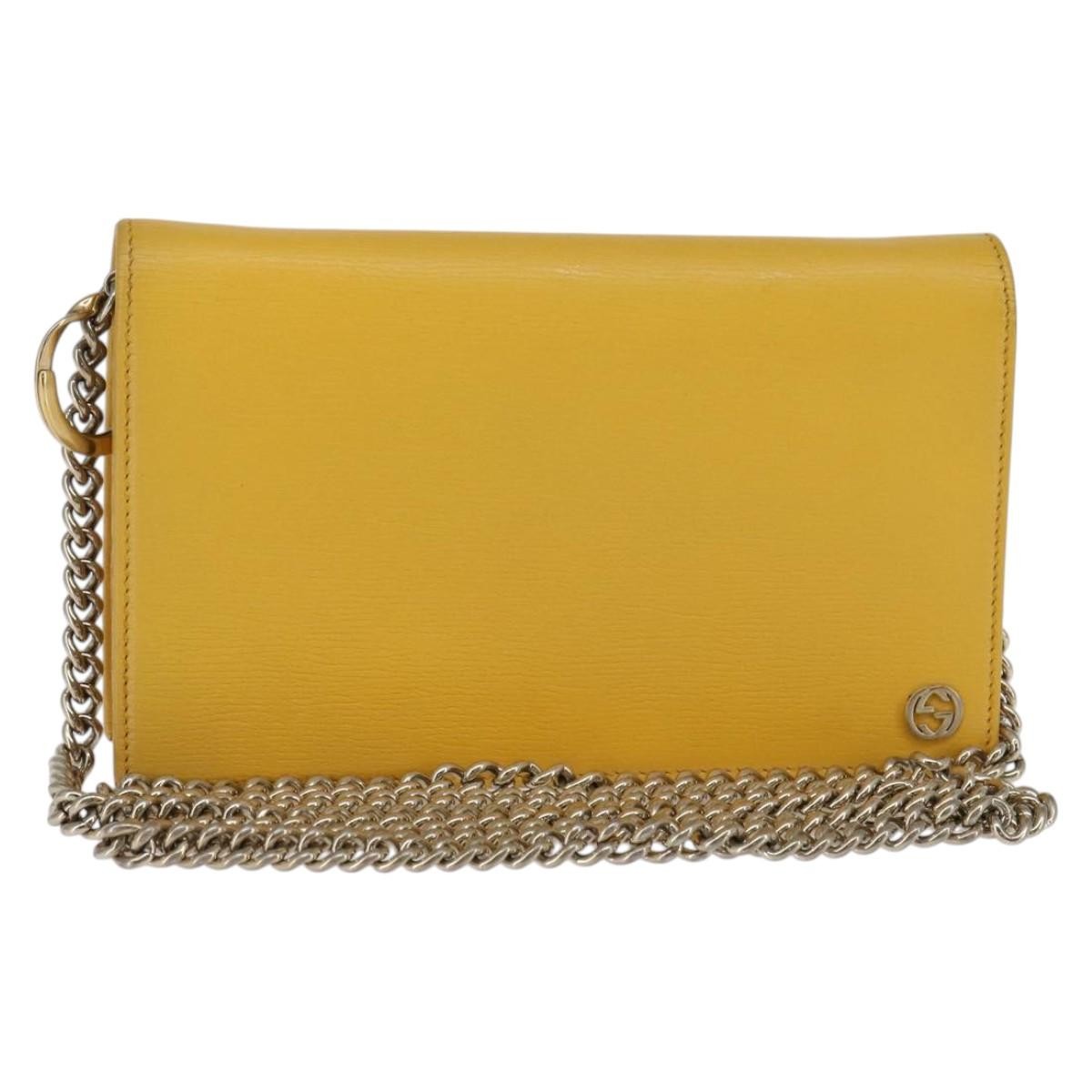 Gucci Betty Chain Wallet Leather Yellow Leather Clutche & Pouche Bag (Pre-Owned)