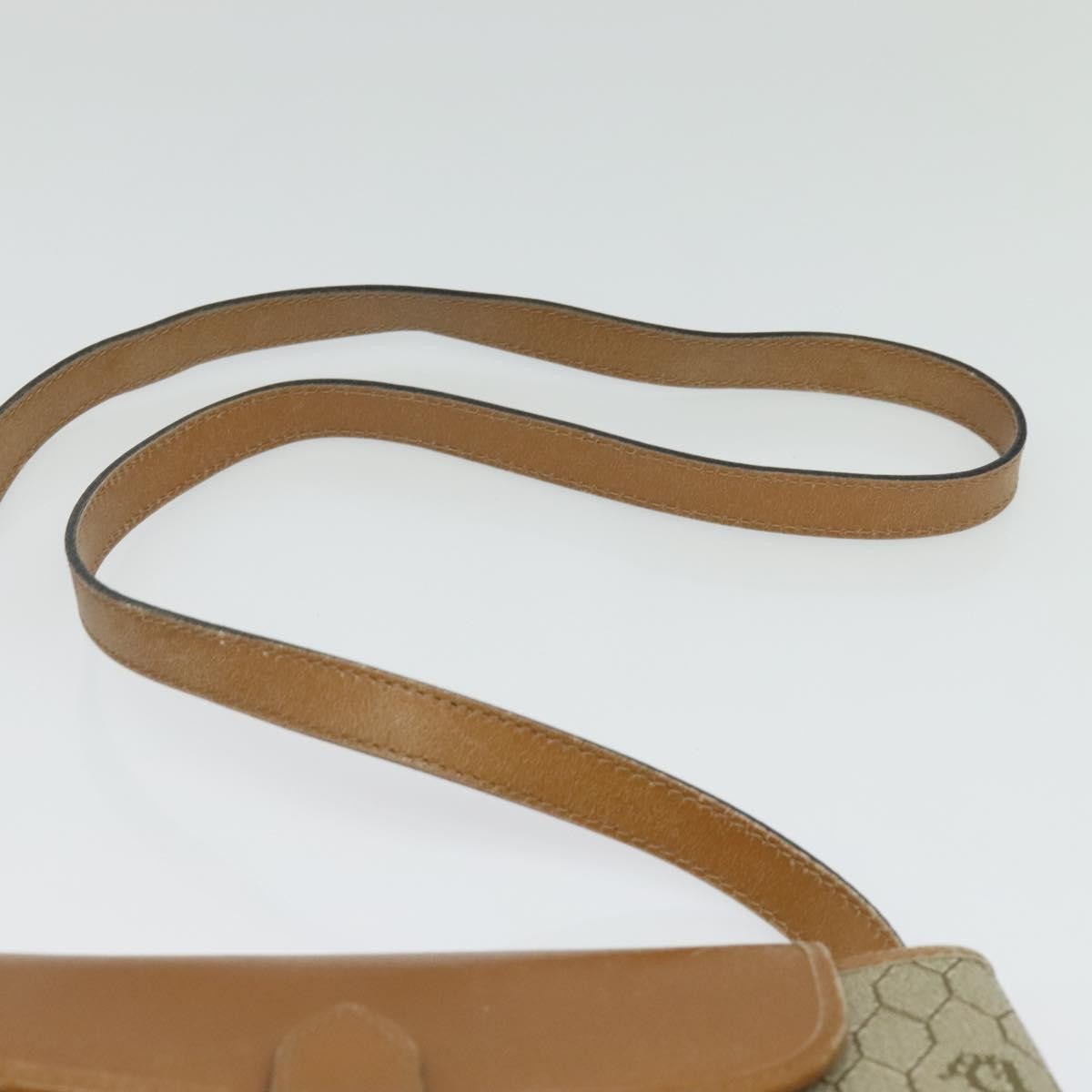 Christian Dior Vintage Honeycomb Shoulder Bag Canvas And Leather Beige Canvas Bag (Pre-Owned)