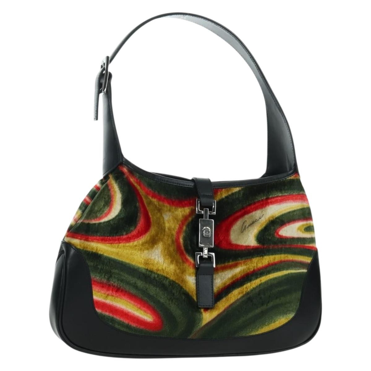 Gucci Vintage Jackie Shoulder Bag Canvas And Leather Black Leather Shoulder Bag Bag (Pre-Owned)