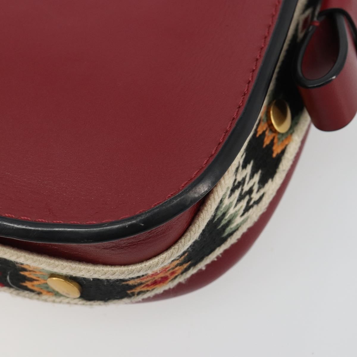 Christian Dior Diorodeo Flap Bag Leather Red Leather Shoulder Bag Bag (Pre-Owned)