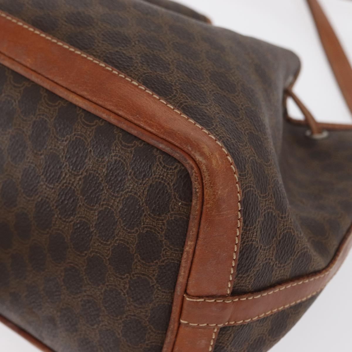 Celine Vintage Macadam Shoulder Bag Canvas And Leather Brown Canvas Shoulder Bag Bag (Pre-Owned)