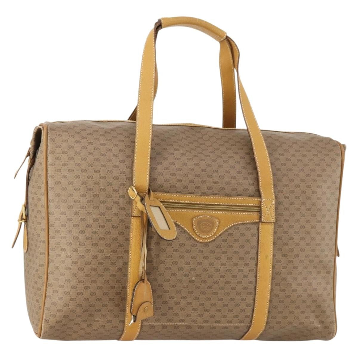 Gucci Vintage Travel Bag Gg Canvas Beige Pvc Travel Bag Bag (Pre-Owned)