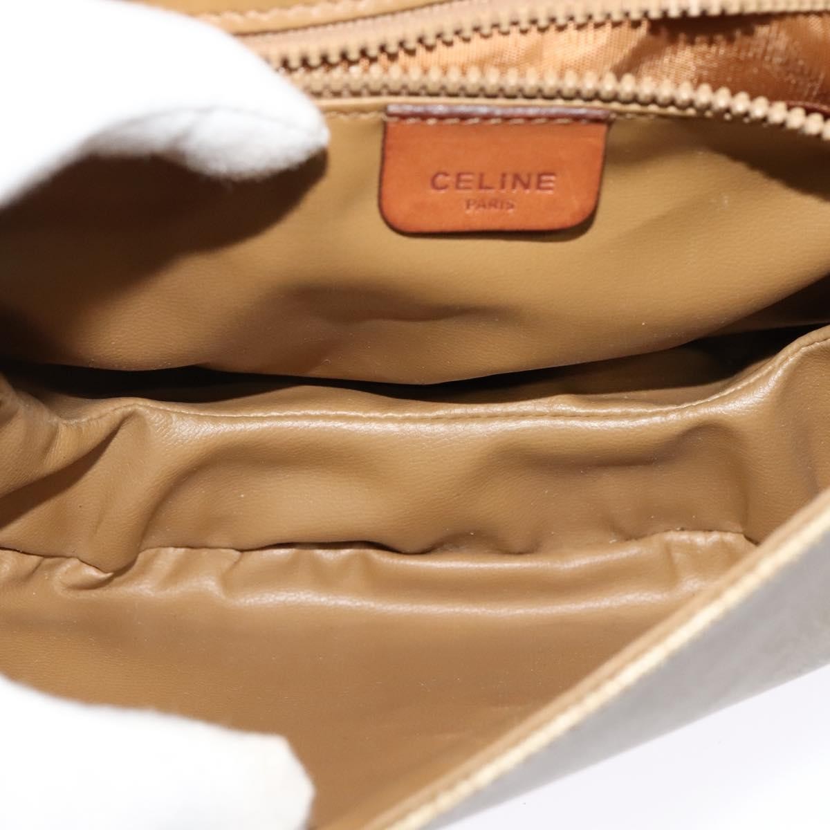 Celine Macadam Shoulder Bag Pvc Leather Beige Canvas Bag (Pre-Owned)