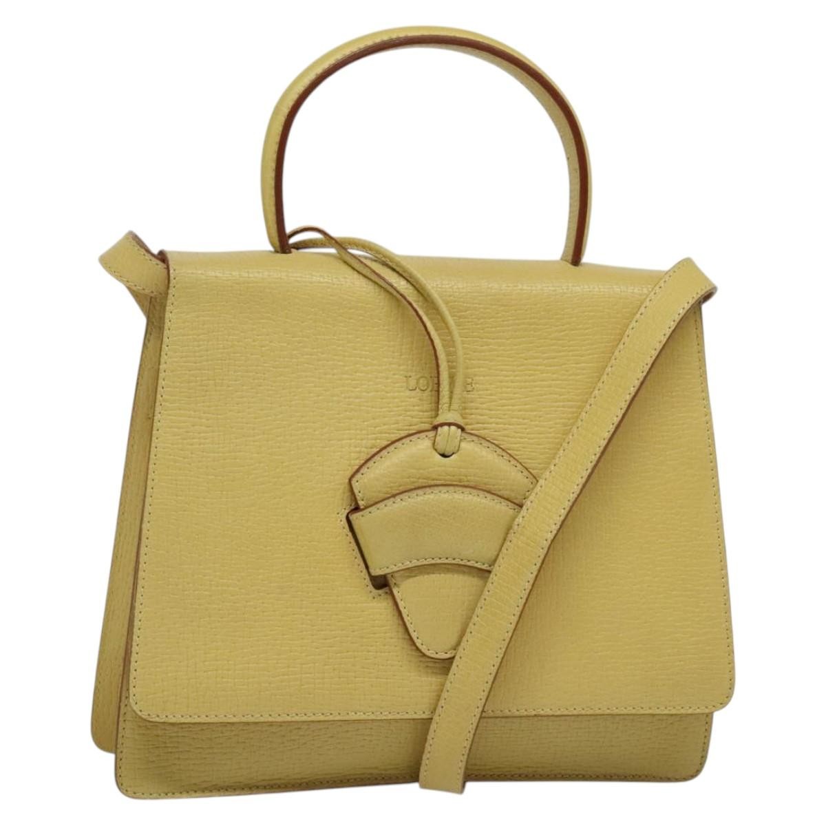 Loewe Barcelona Shoulder Bag Leather Yellow Leather Bag (Pre-Owned)